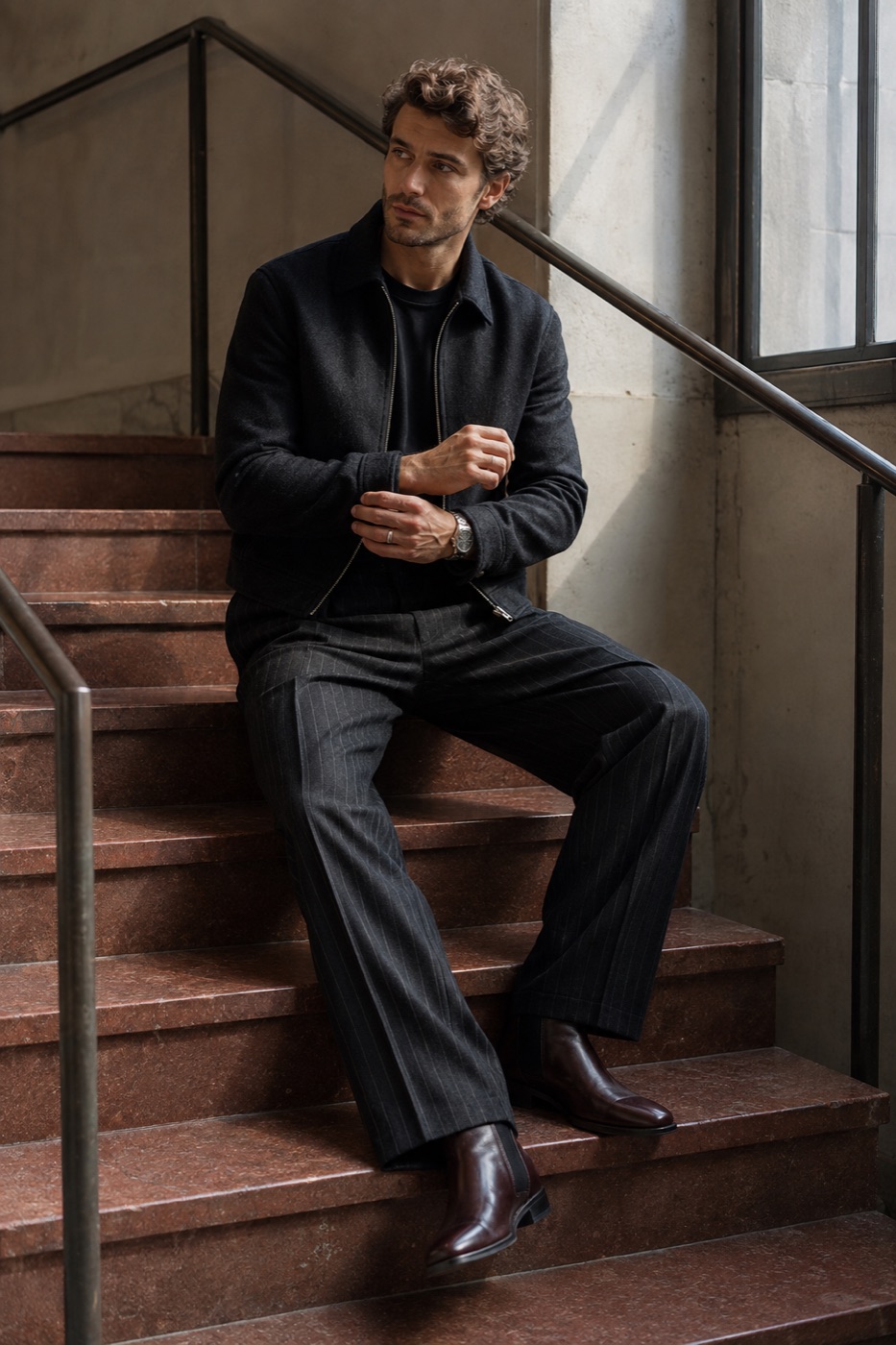 The minimal black outfit with a longer line menswear outfit