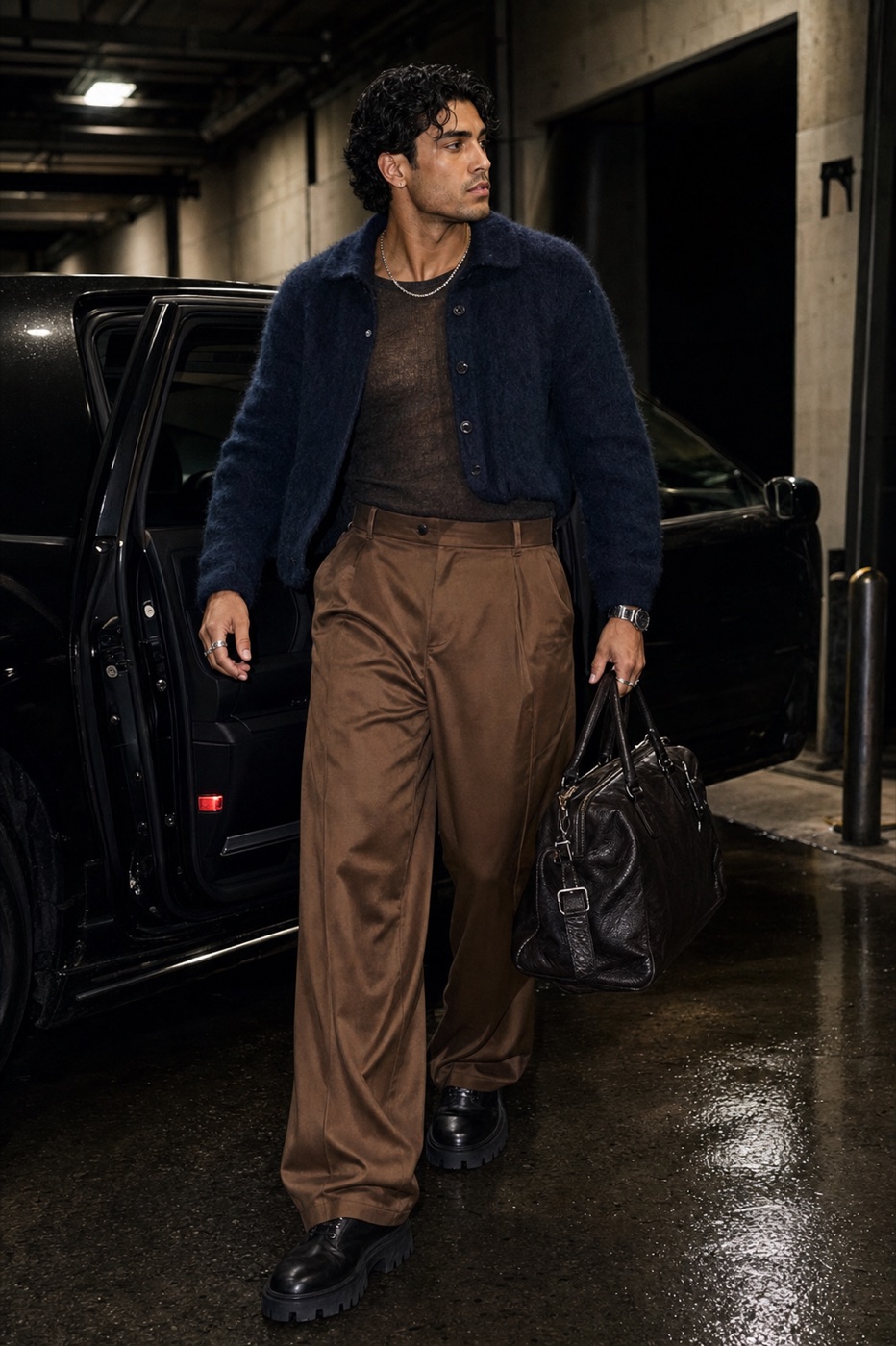 Cardigan NBA Tunnel outfit