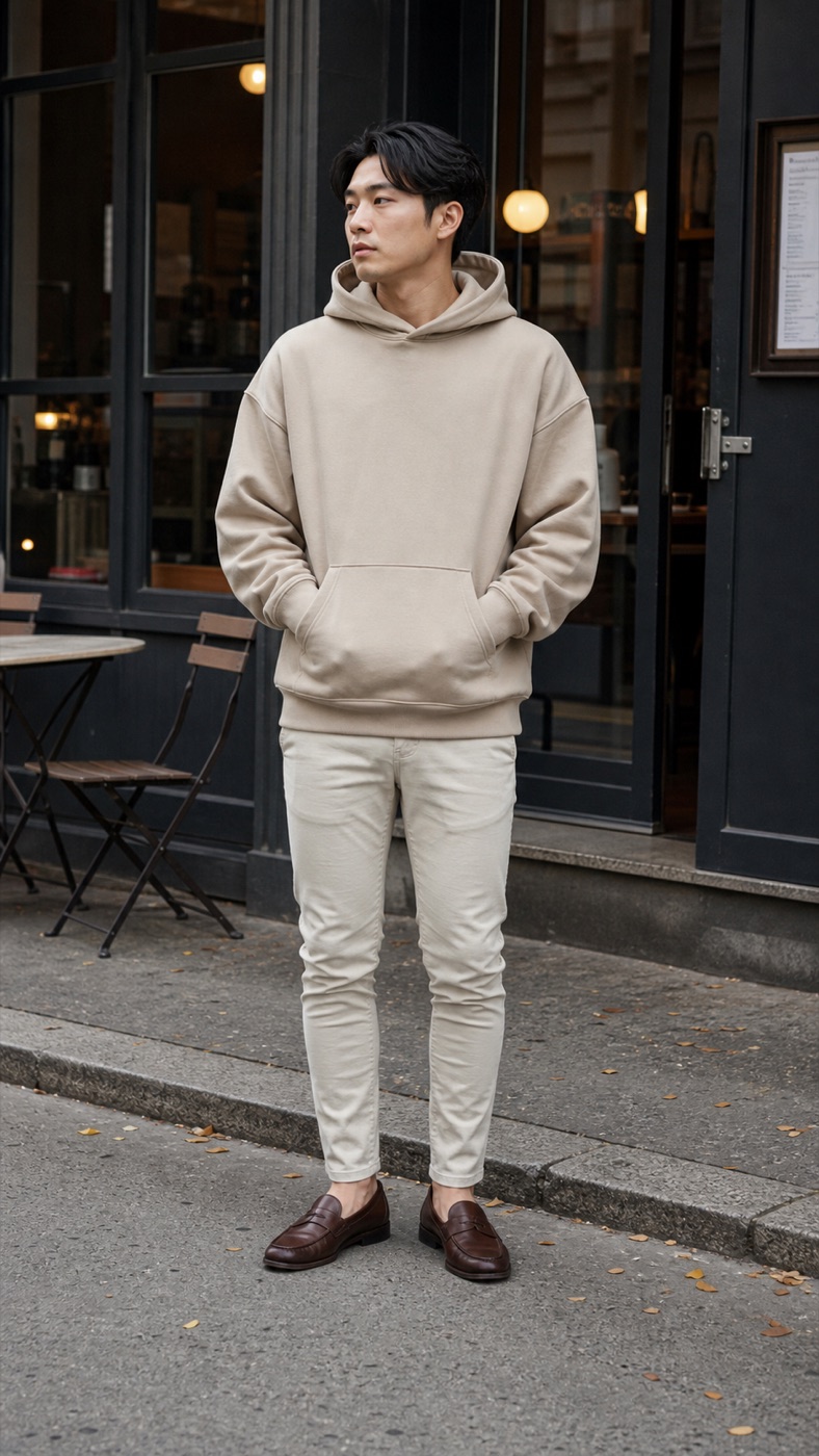 Before outfit with skinny pants and chunky sneakers