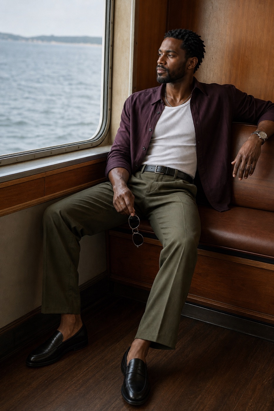 The off-duty fit that breaks the blue-shirt loop menswear outfit